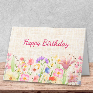 Pastell-Geburtstags-Design mit zarten Blumen und L Karte