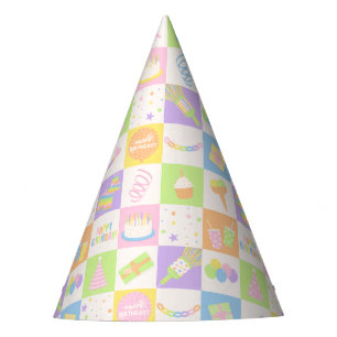 Pastell-Geburtstags-Icons Partyhut