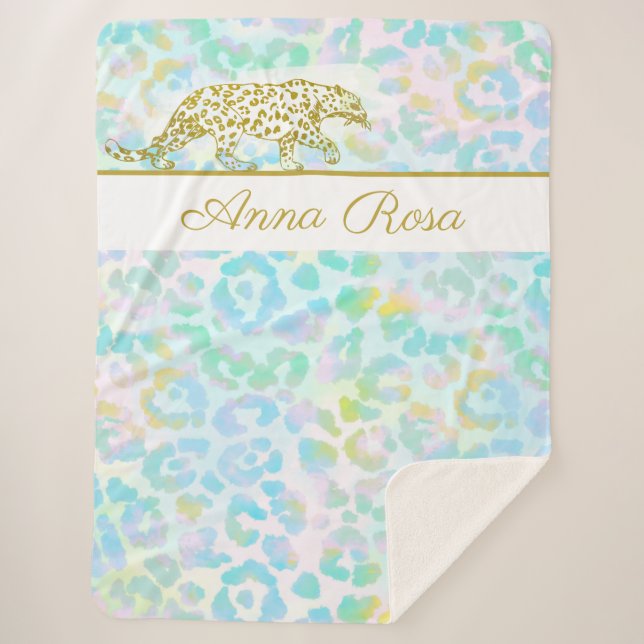 *~* Pastell Gefärbte Krawatte Gold Leopard Spots S Sherpadecke (Vorderseite)