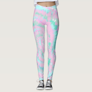 Pastell Gefärbte Krawatte Muster Pink Aqua Minze G Leggings