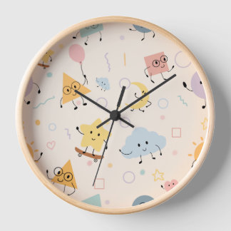 Pastell-Geometrie-Doodle-Uhr Uhr
