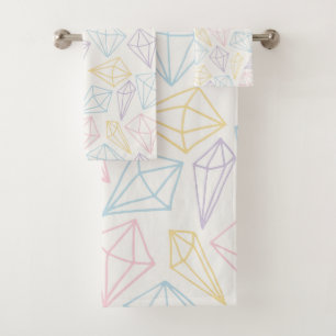 Pastell-Geometrische Edelsteine Badhandtuch Set