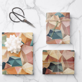 Pastell-Geometrischer Pop | Set aus Verpackungspap Geschenkpapier Set