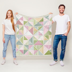 Pastell-Geometrisches Cottagecore-Quiltmuster Fleecedecke