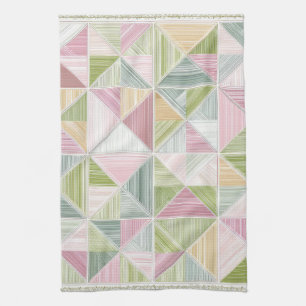 Pastell-Geometrisches Cottagecore-Quiltmuster Geschirrtuch