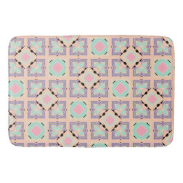 Pastell-Geometrisches Fliesenmuster | Rosa Mint Li Badematte