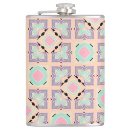 Pastell-Geometrisches Fliesenmuster | Rosa Mint Li Flachmann