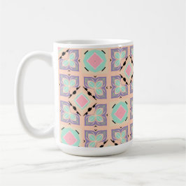 Pastell-Geometrisches Fliesenmuster | Rosa Mint Li Kaffeetasse