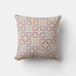 Pastell-Geometrisches Fliesenmuster | Rosa Mint Li Kissen