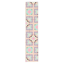 Pastell-Geometrisches Fliesenmuster | Rosa Mint Li Kurzer Tischläufer