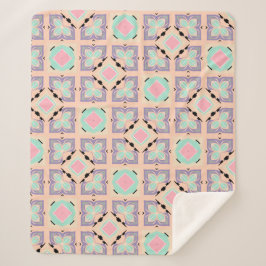 Pastell-Geometrisches Fliesenmuster | Rosa Mint Li Sherpadecke
