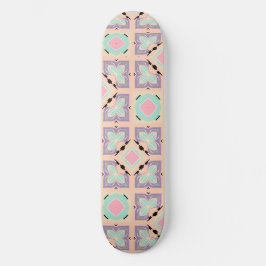 Pastell-Geometrisches Fliesenmuster | Rosa Mint Li Skateboard