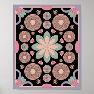 Pastell-Geometrisches Mandala-Blühen Poster