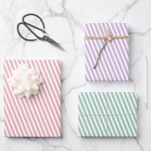 Pastell gestreifter Anlass für jeden Anlass Geschenkpapier Set