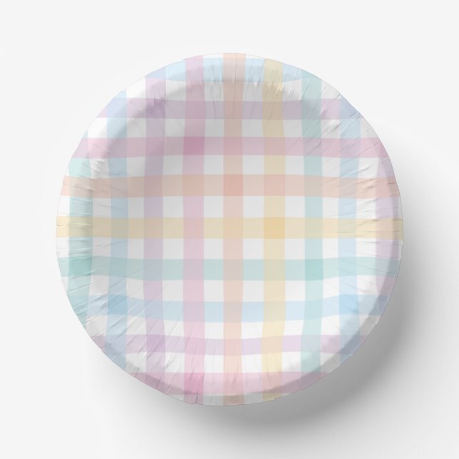 Pastell-Gingham  Pappteller (Vorderseite)