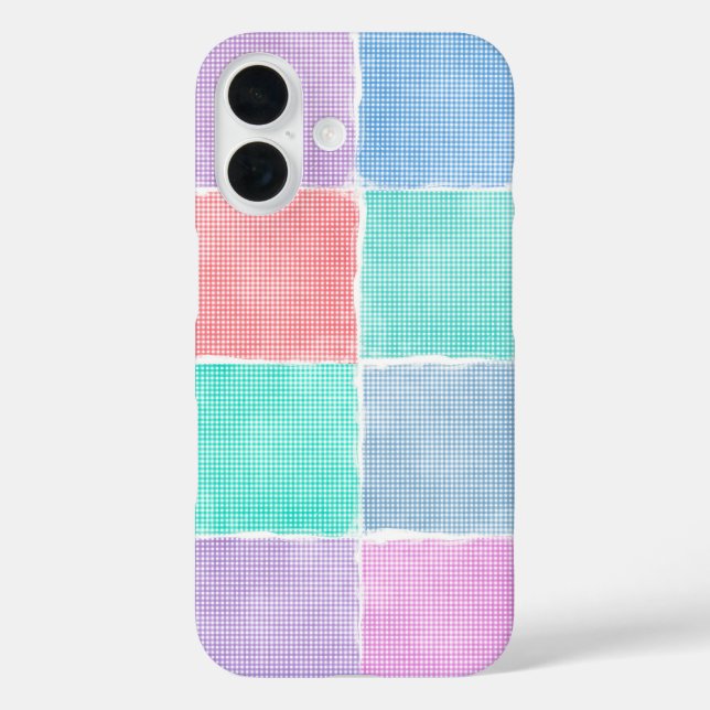Pastell-Gingham-Patchwork-Blöcke Case-Mate iPhone Hülle (Rückseite)