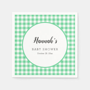 Pastell Gingham Servietten Babyparty Grün