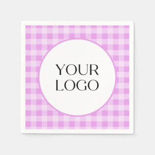 Pastell Gingham Servietten Ihr Logo hier Lila