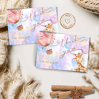 Pastell-Giraffen-Baby-Party-Dankeskarten Dankeskarte