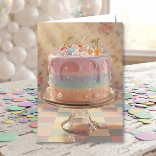Pastell Glas Essen Ästhetik Regenbogen Geburtstag Karte