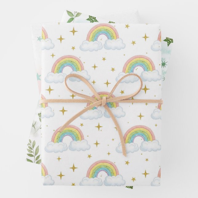 Pastell Glitter Ombre Regenbogenfarben Muster  Geschenkpapier Set (Beispiel)