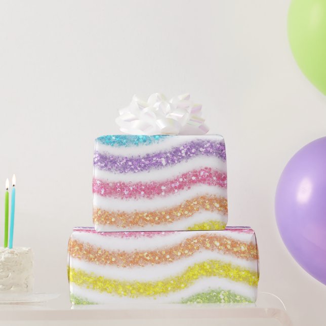 Pastell Glitter Regenbogen Geschenkpapier (Partygeschenke)