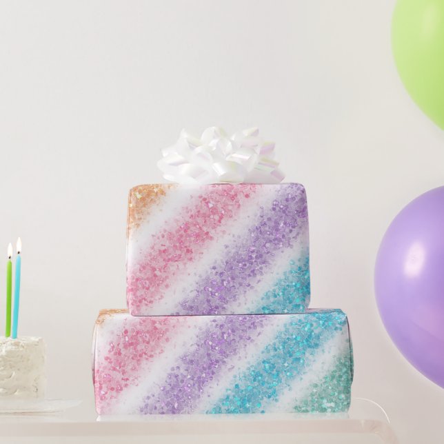 Pastell Glitter Regenbogen Geschenkpapier (Partygeschenke)