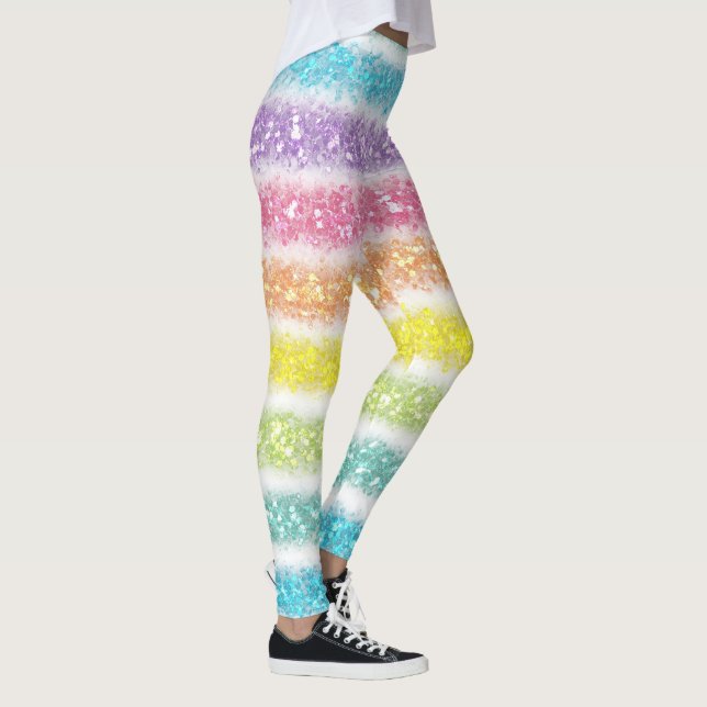 Pastell Glitter Regenbogen Leggings (Rechts)