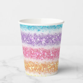 Pastell Glitter Regenbogen Pappbecher