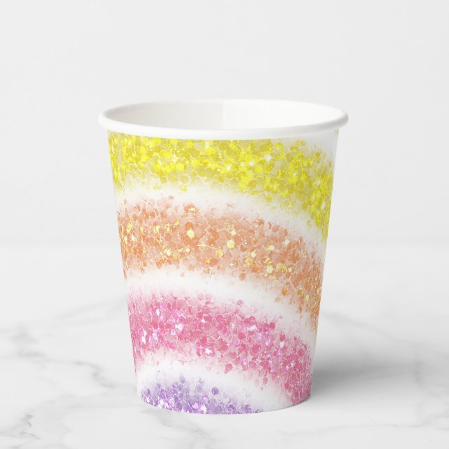 Pastell Glitter Regenbogen Pappbecher (Links)