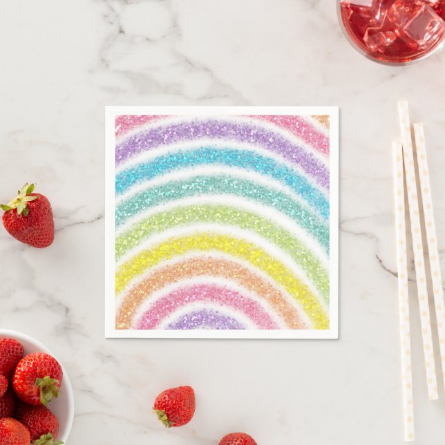 Pastell Glitter Regenbogen Serviette (Beispiel)