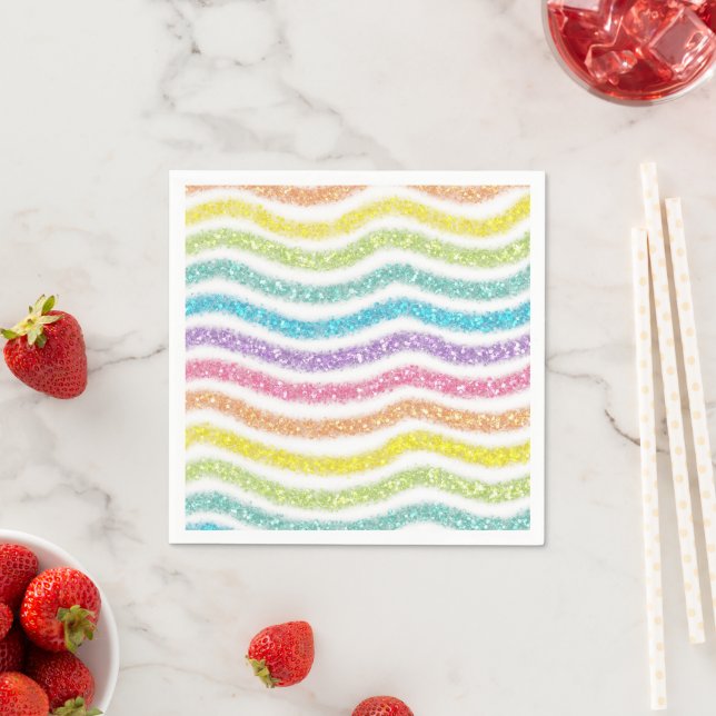 Pastell Glitter Regenbogen Serviette (Beispiel)