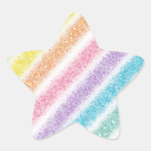 Pastell Glitter Regenbogen Stern-Aufkleber