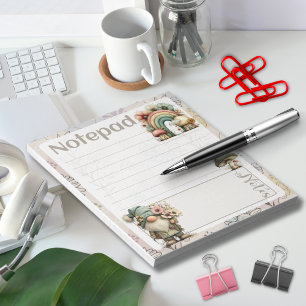 Pastell-Gnom & Pilz – Florales Frühlingsdesign Notizblock