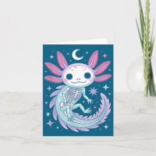 Pastell-Goth-Girl kawaii süßer Skelett Axolotl  Karte