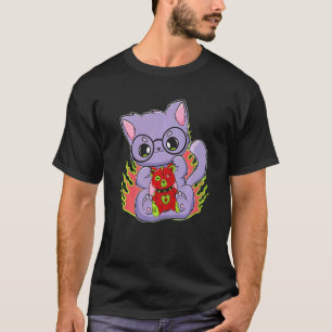 Pastell-Goth-Katze mit Teddybär für Horror-Fans T-Shirt