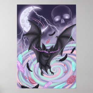 Pastell-Goth-Mystischer Fledermaus Poster