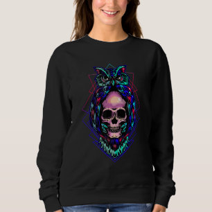 Pastell-Gotik-Eulenschädel-Nachtvogel-Vogeluhr Sweatshirt