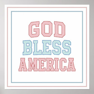 Pastell-Gott-Segne-Amerika-Collegiate-Fettdruck Poster