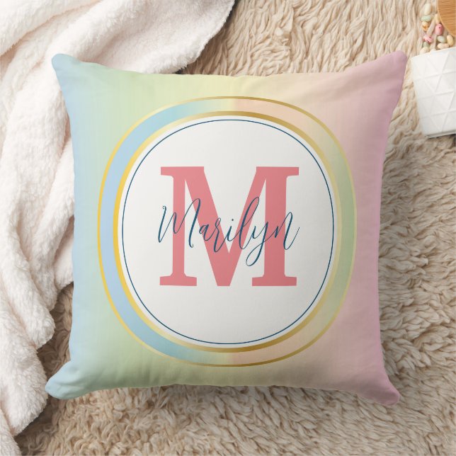 Pastell Gradient Name & Monogram Kissen (Decke)