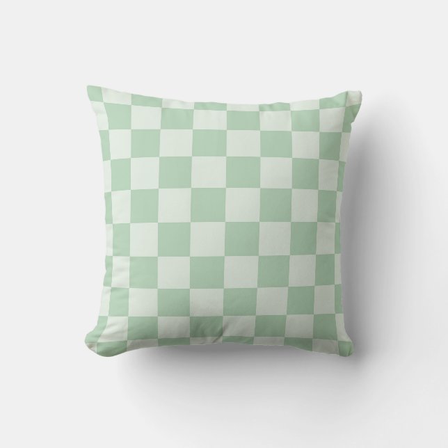 Pastell Green Checkerboard Kissen (Vorderseite)