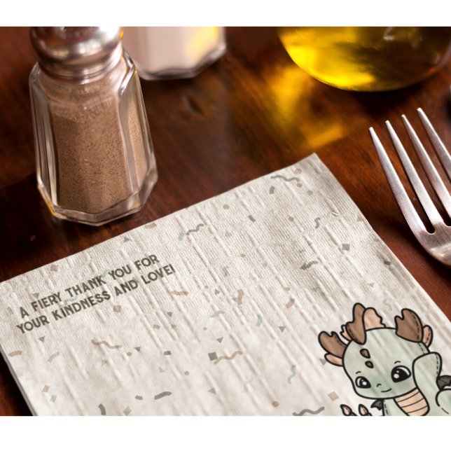 Pastell Green Orange Niedlich Cake Baby Dragon Serviette (Von Creator hochgeladen)