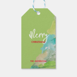 Pastell Grün Blau Moderner Weihnachtsbaum Wasserfa Geschenkanhänger
