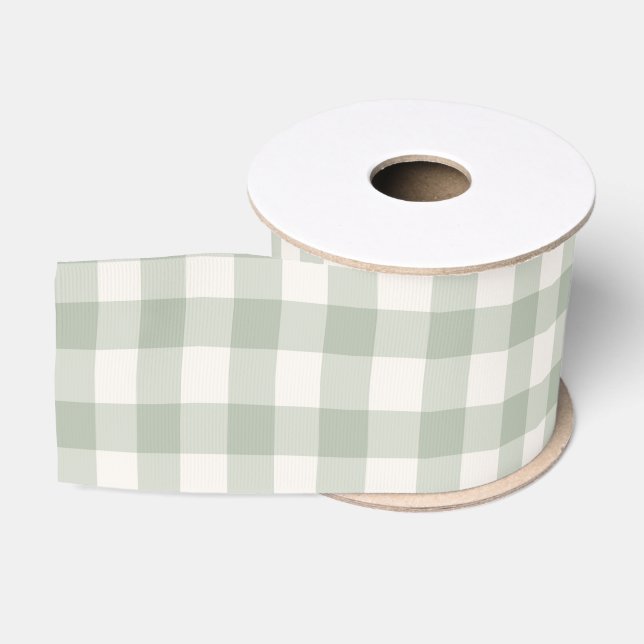 Pastell-grünes Gingham-Muster Ripsband (Spule)