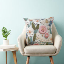 Pastell-Häkelstrick-Blumen-Wurfkissen