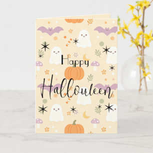 Pastell-Halloween-Geist-Kürbis-Karte Karte