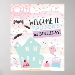 Pastell Halloween Ghost Geburtstagszeichen Poster