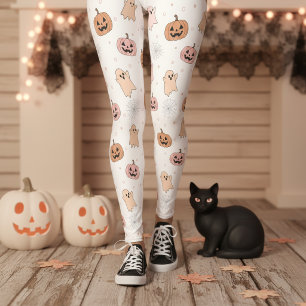 Pastell-Halloween-Kürbisse-Geister-Muster ID1326 Leggings