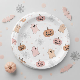 Pastell-Halloween-Kürbisse-Geister-Muster ID1326 Pappteller
