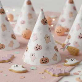 Pastell-Halloween-Kürbisse-Geister-Muster ID1326 Partyhütchen